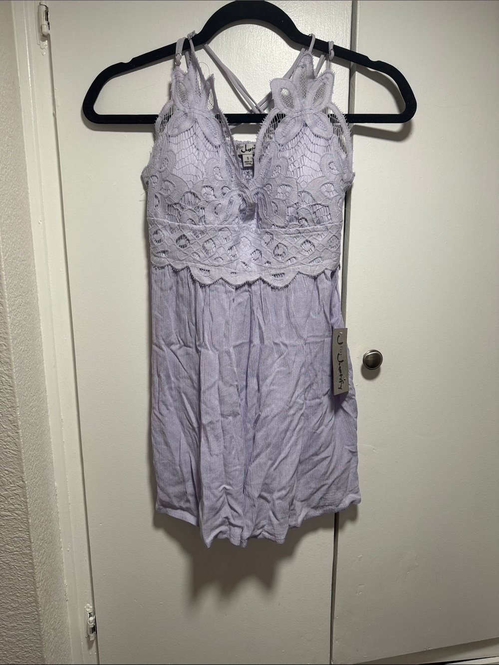 J for Justify Lavender Lace Bodice Romper